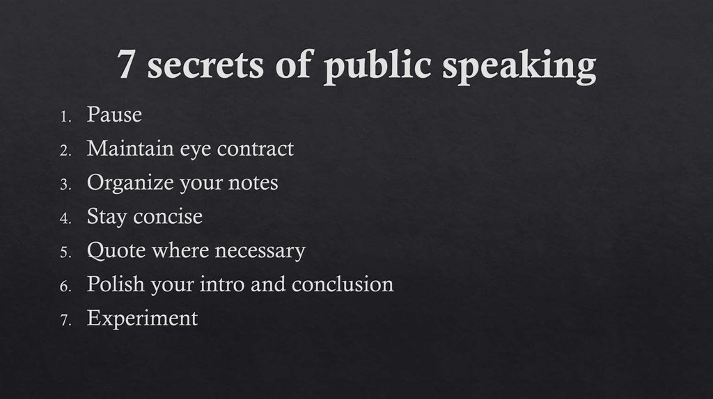7 secrets of public speaking