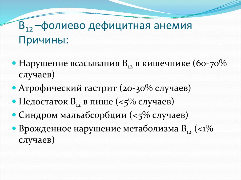 Причина б. Причины б12 дефицитной анемии. Причины развития в12 дефицитной анемии. Основная причина в12-дефицитной анемии. Причины б 12 анемии.