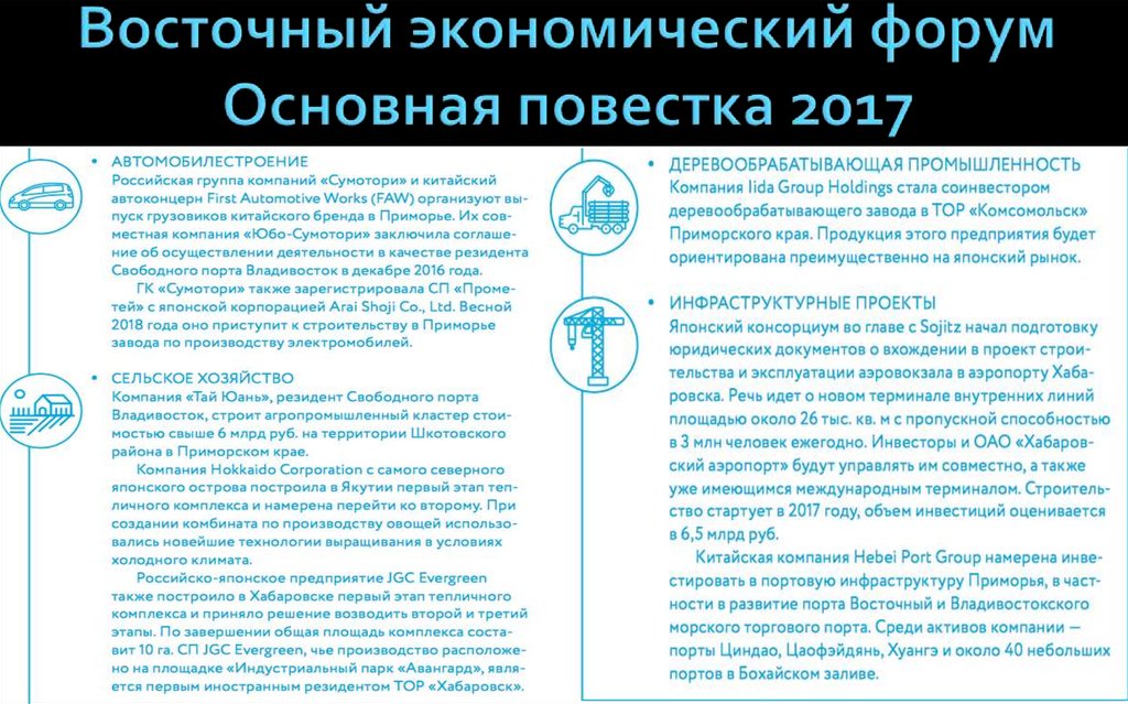 Восточный экономический форум Основная повестка 2017