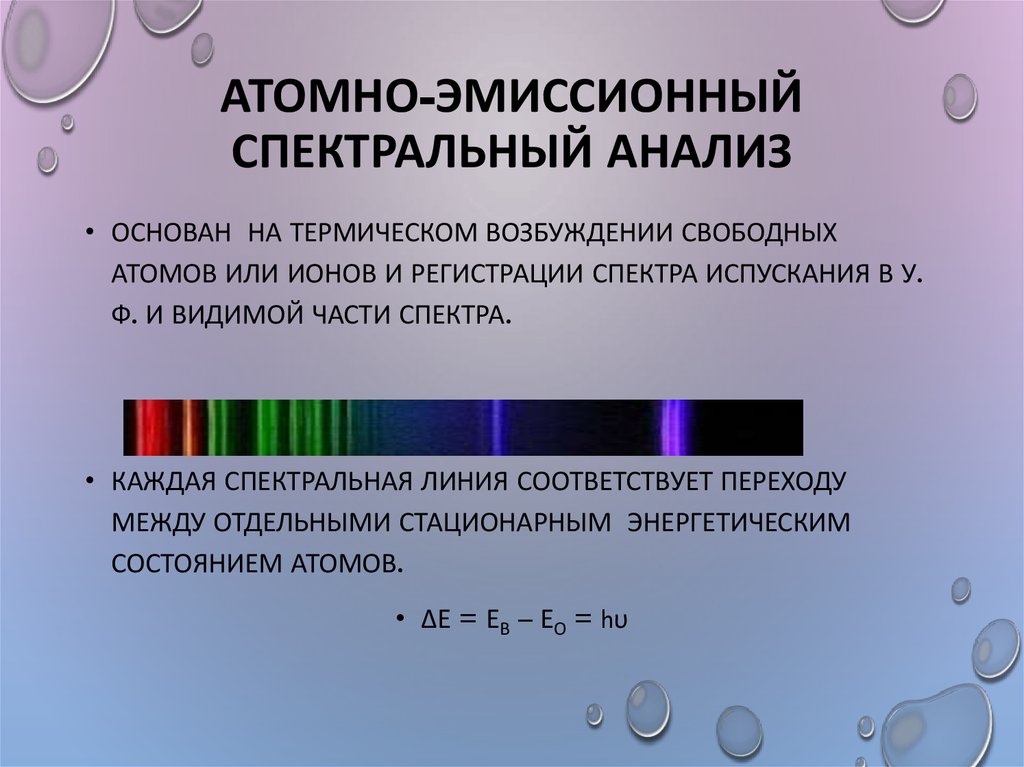 Атом анализ. Атомно-эмиссионные спектры. Сущность атомно-эмиссионного спектрального анализа. Эмиссионный метод спектрального анализа. Возникновение эмиссионных спектров.