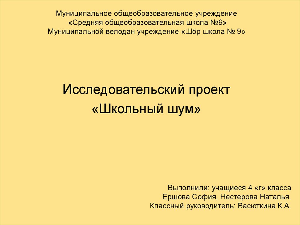 Исследовательский проект шум