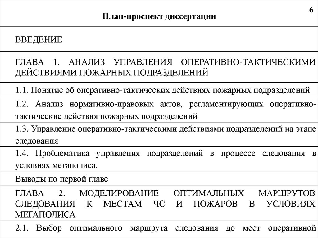 План проспект диссертации образец