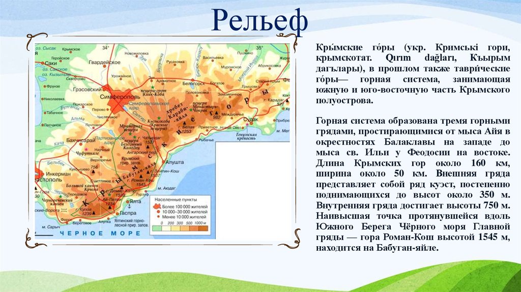 Рельеф крыма. Внешняя и внутренняя гряда крымских гор. Внешняя гряда крымских гор на карте. Крымские горы на карте России физической. Крымские горы на карте Крыма.