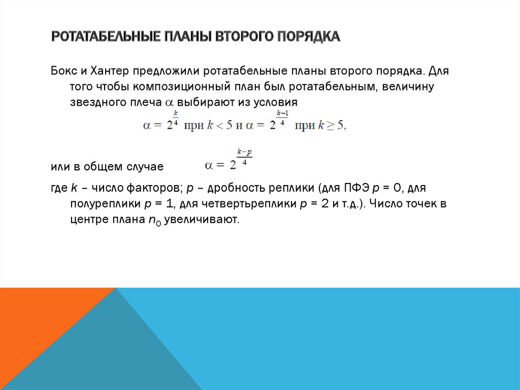 Композиционный план для построения модели второго порядка