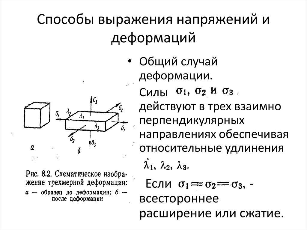 Способы выражения напряжений и деформаций