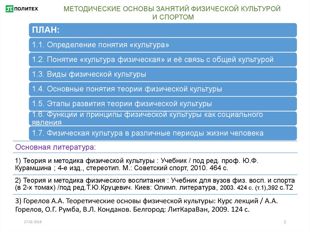 Этапы физической теории. Введение в теорию физической культуры. Введение в теорию и историю физической культуры и спорта.