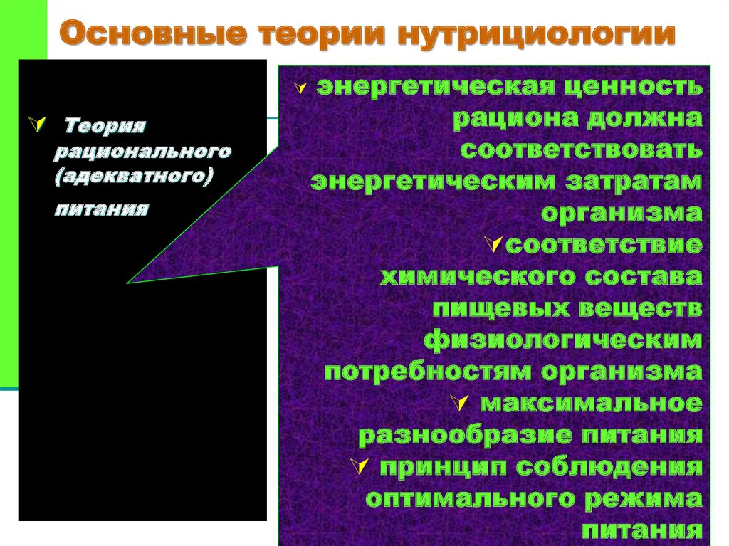 Базовая теория. Презентации по нутрициологии. Принципы нутрициологии в питании. Нутрициология презентация. Основные положения теории рационального сбалансированного питания.