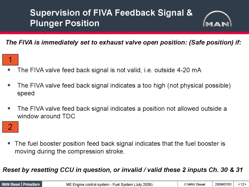 Supervision of FIVA Feedback Signal & Plunger Position