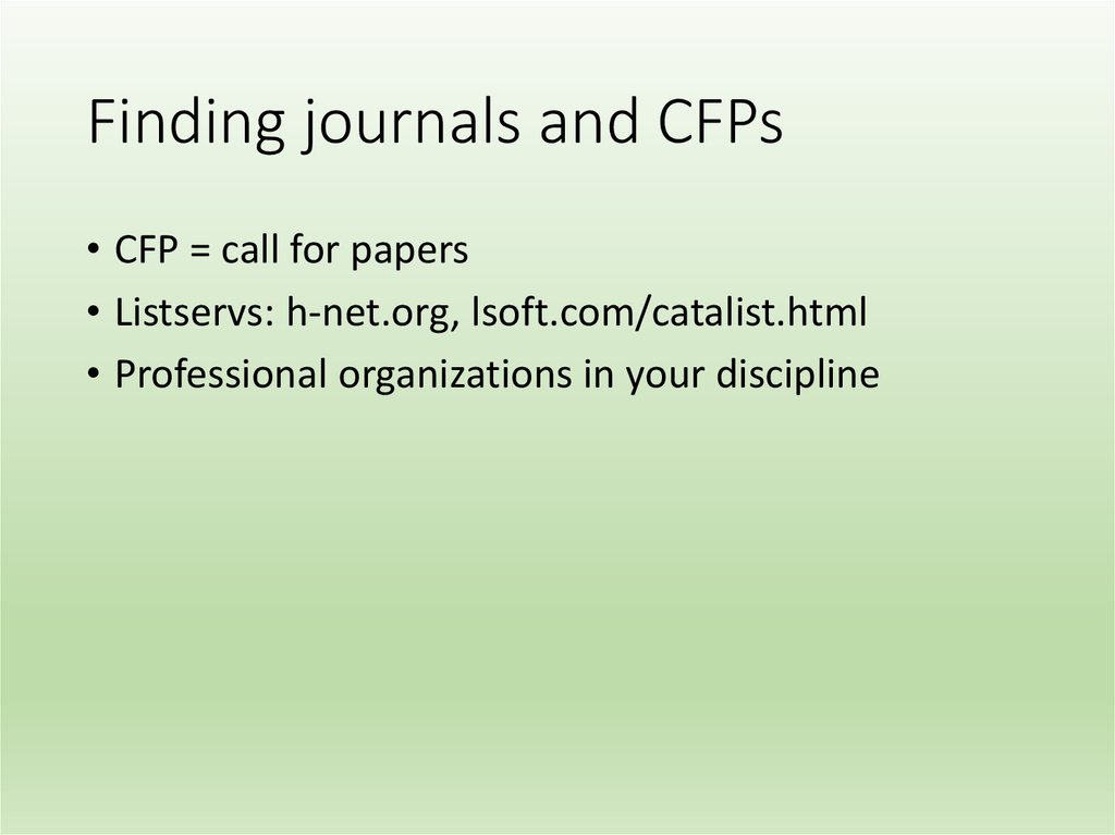 Finding journals and CFPs