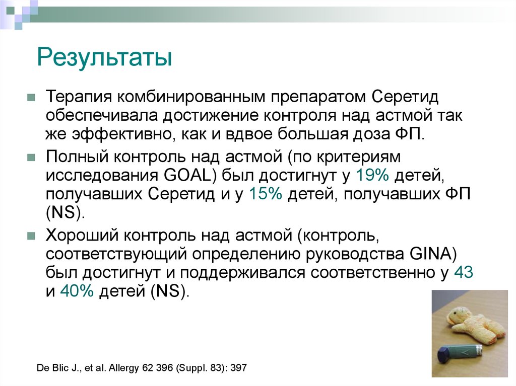 Наиболее эффективная терапия в достижении контроля над астмой.