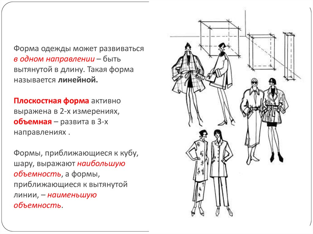 Плоскостное контурное изображение объемных форм одежды это