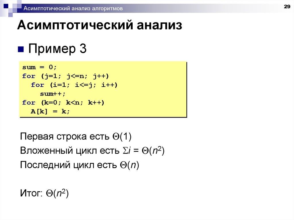 Примеры анализа алгоритмов