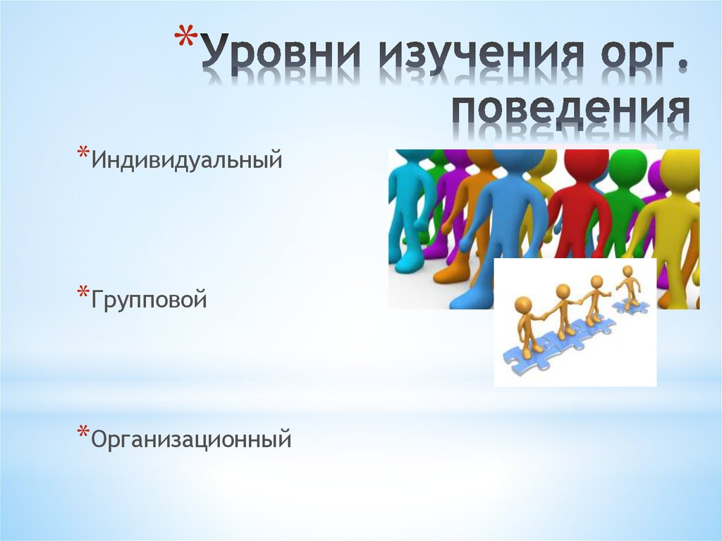 Орг это. Уровни изучения организационного поведения. Индивидуальный групповой организационный уровни. Индивидуальный групповой глобальный. Индивидуальное и групповое исследование.