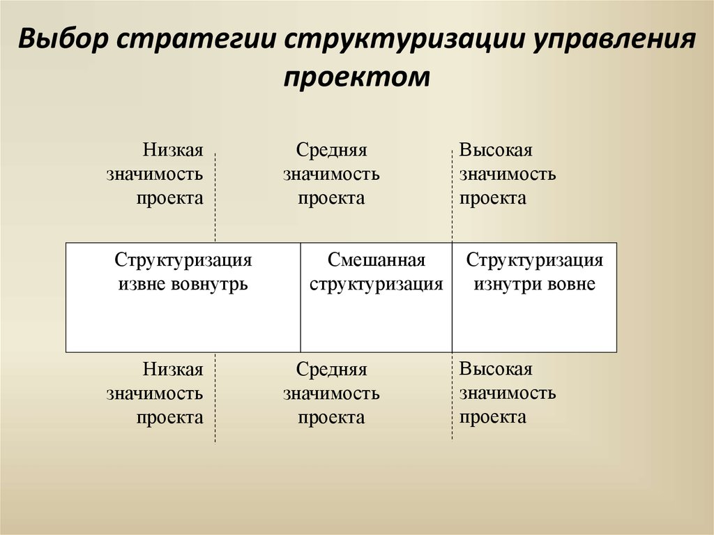 Процессы структуризации проекта. Выбор стратегии. Модели структуризации проекта. Инструмент для структуризации проекта. Пример проектов средне высшие.