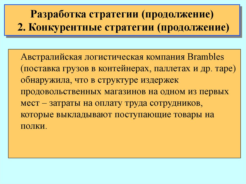 Разработка стратегии. Конкурентные стратегии.