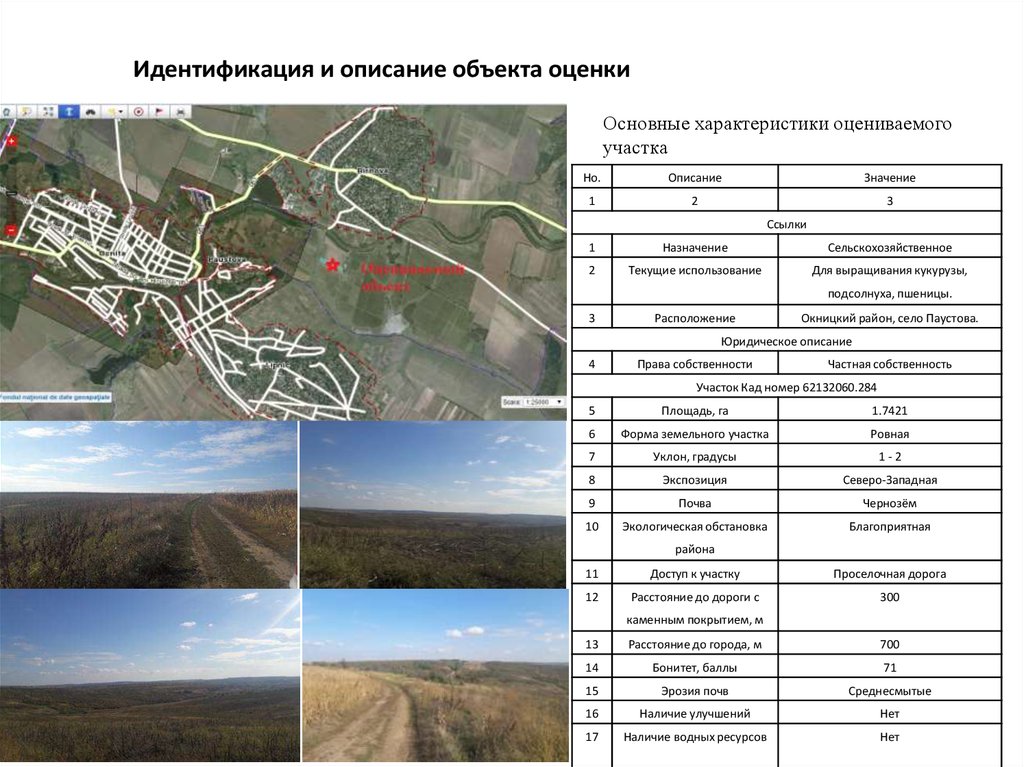 Расположение объекта оценки