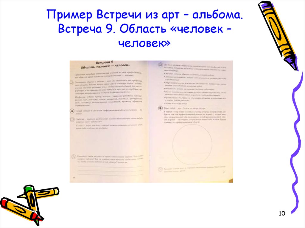 Пример Встречи из арт – альбома. Встреча 9. Область «человек – человек»