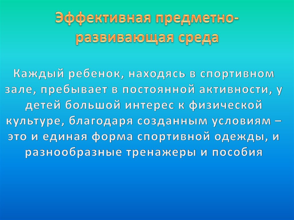 Эффективная предметно-развивающая среда