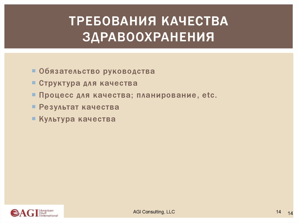 Требования качества здравоохранения