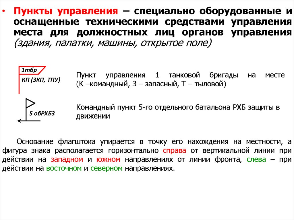 Пункт 5.10. Тактико специальная подготовка. Слайд пункт управления. Средства управления.