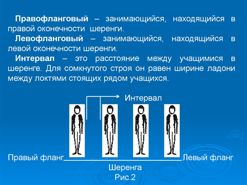 Расстояние по фронту между занимающимися называется