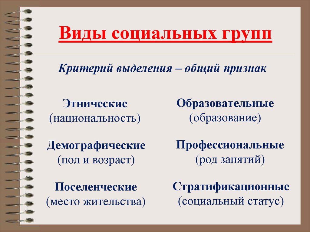 Формы социальных различий. Социальная группа и критерии ее выделения. Социальные группы по демографическому критерию. Виды социальных групп. Критерии выделения социальных групп.