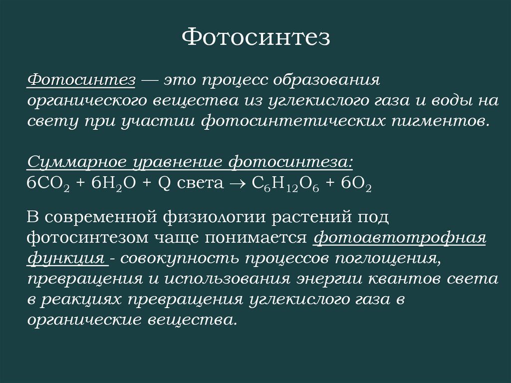 Фотосинтез стадии значение