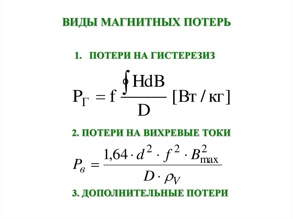 Потери на вихревые токи для листового образца