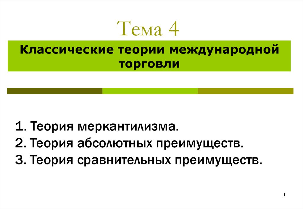 Презентация теория международной торговли