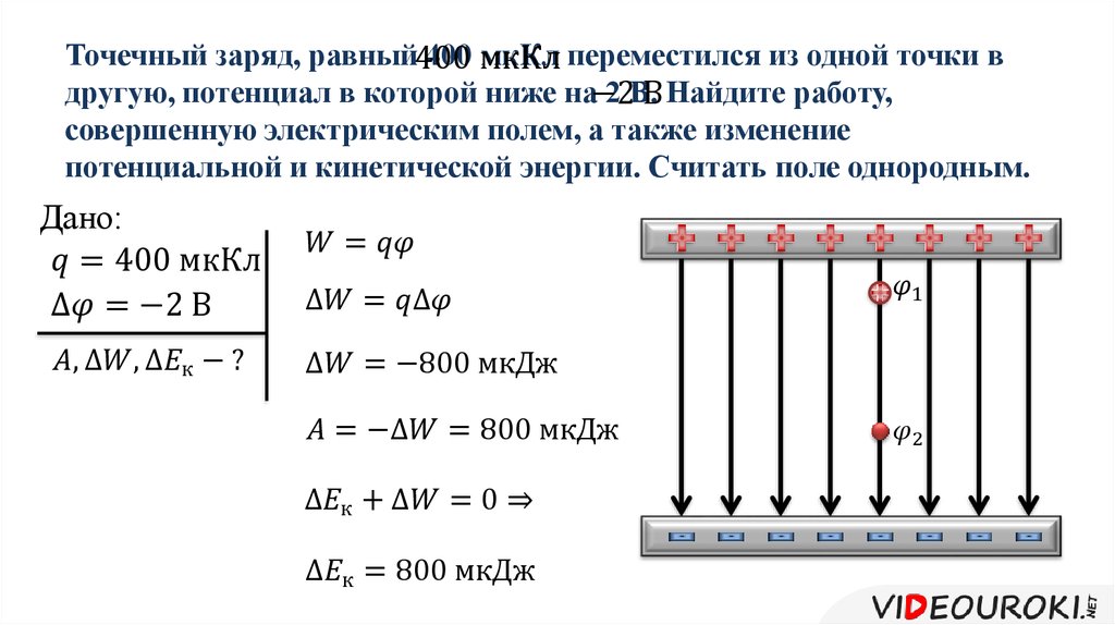 Частица заряд которой равен 1. Потенциал электрического поля в точке. Точечный заряд равный 400 МККЛ переместился из одной точки в другую. Потенциал однородного поля. Потенциал заряда в точке.