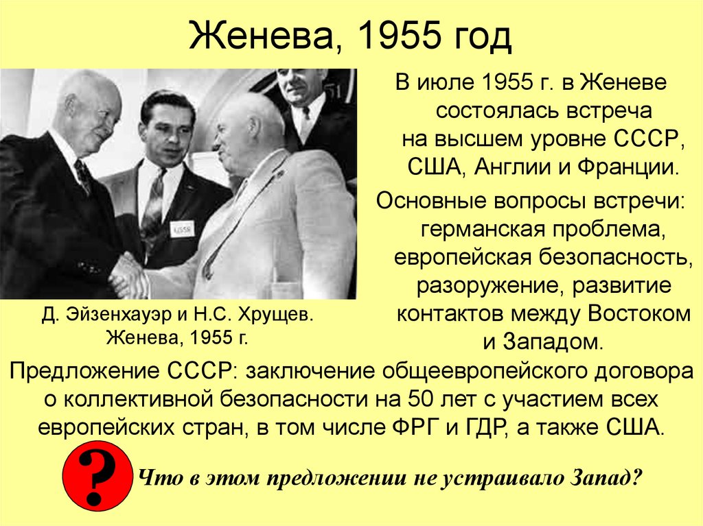 Женева, 1955 год