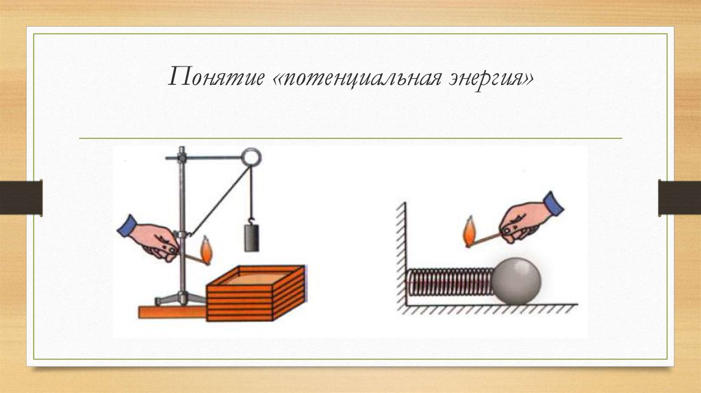 Кинетическая энергия рисунок. Потенциальная энергия рисунок. Понятие потенциальной энергии. Потенциальная энергия опыт.