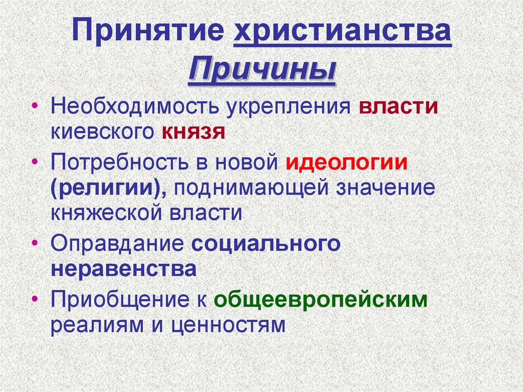 Принятие христианства и его значение тест