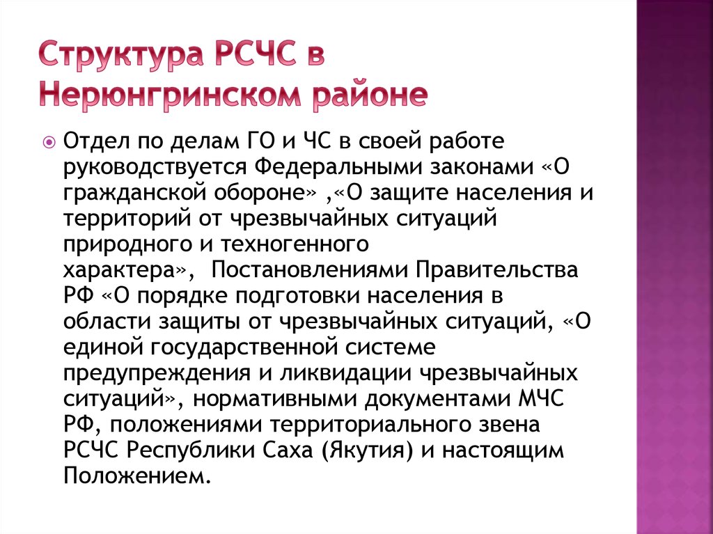 Структура РСЧС в Нерюнгринском районе