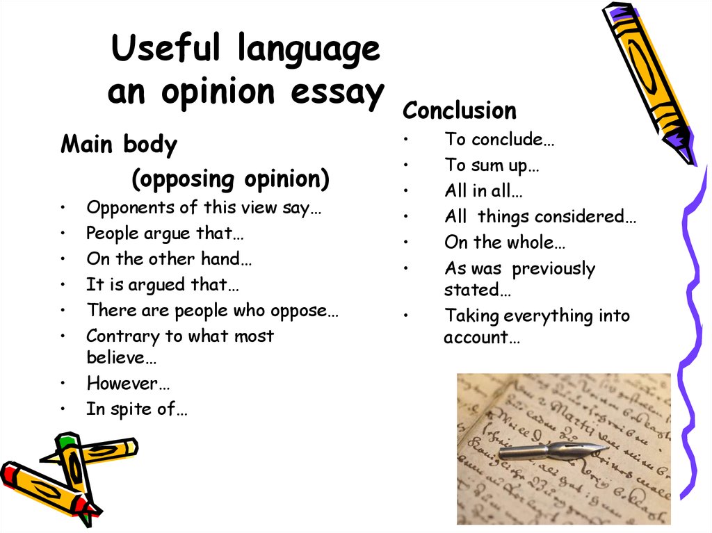 Useful language an opinion essay