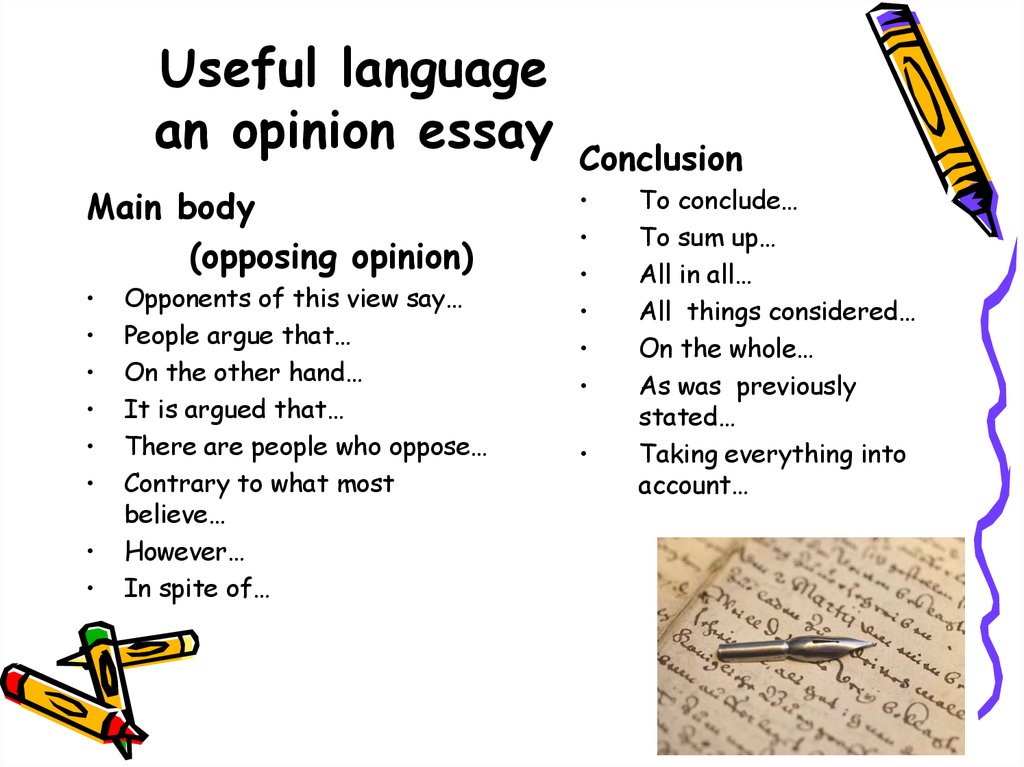 opinion essay language