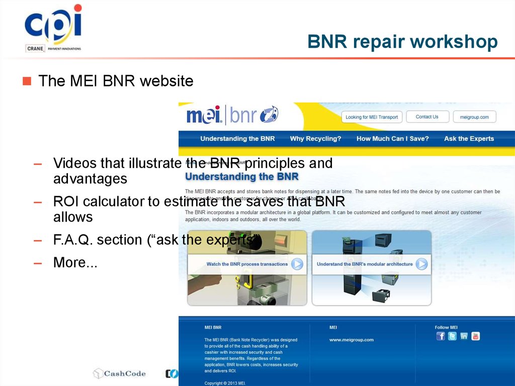 BNR repair workshop