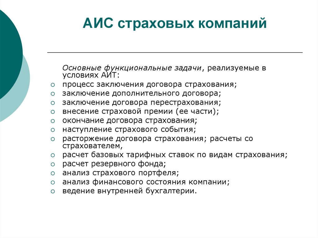 Основные компании. Задачи страховой компании. АИС страхование. Основные задачи АИС. Задачи АИС В страховой деятельности.