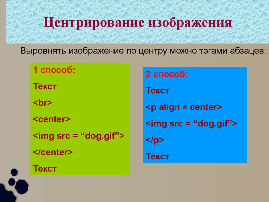 Html центрирование изображения