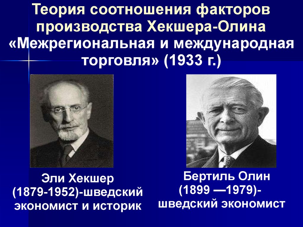 Теория внешней торговли хекшера олина презентация