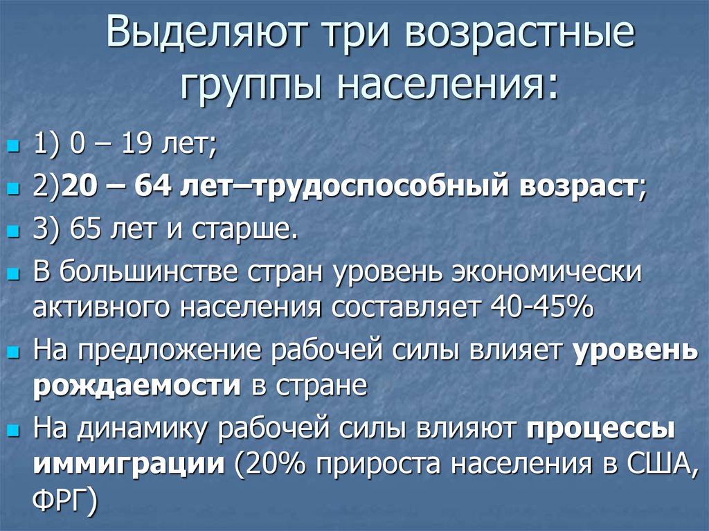 Возрастные группы населения