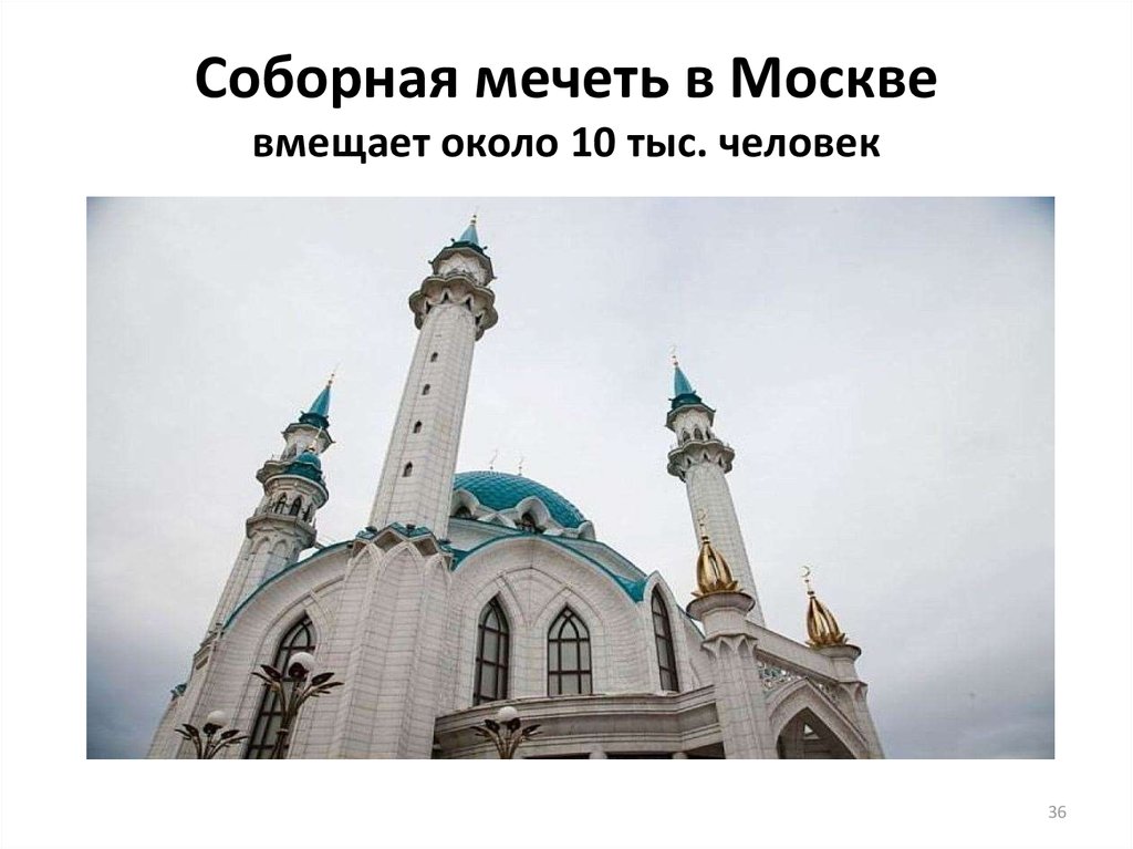 Соборная мечеть в Москве вмещает около 10 тыс. человек