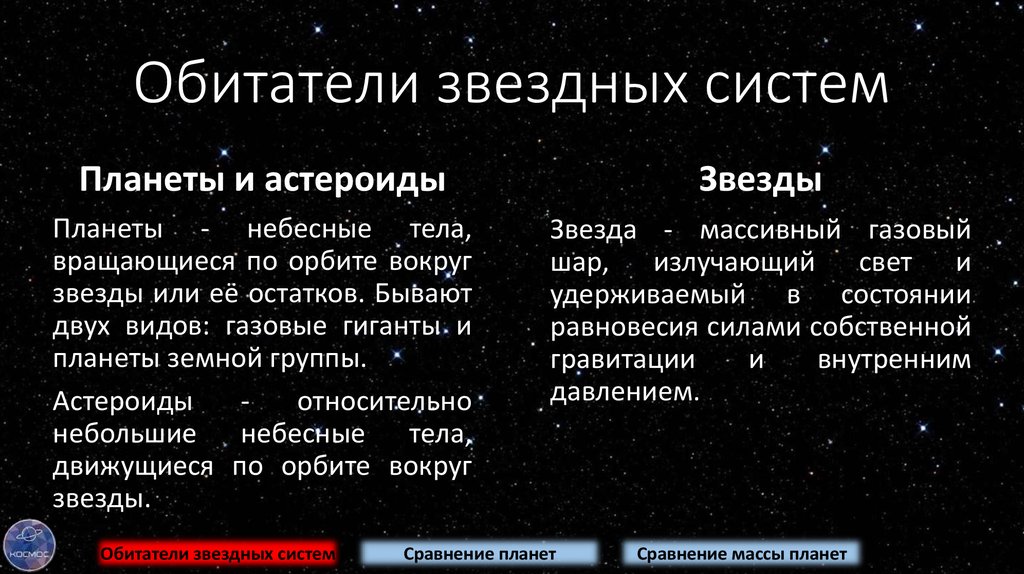 Сходство и различие планет. Обитатели Звездных систем. Сходства и различия планет и звезд. Классификация астероидов. Чем отличается астероид от звезды.