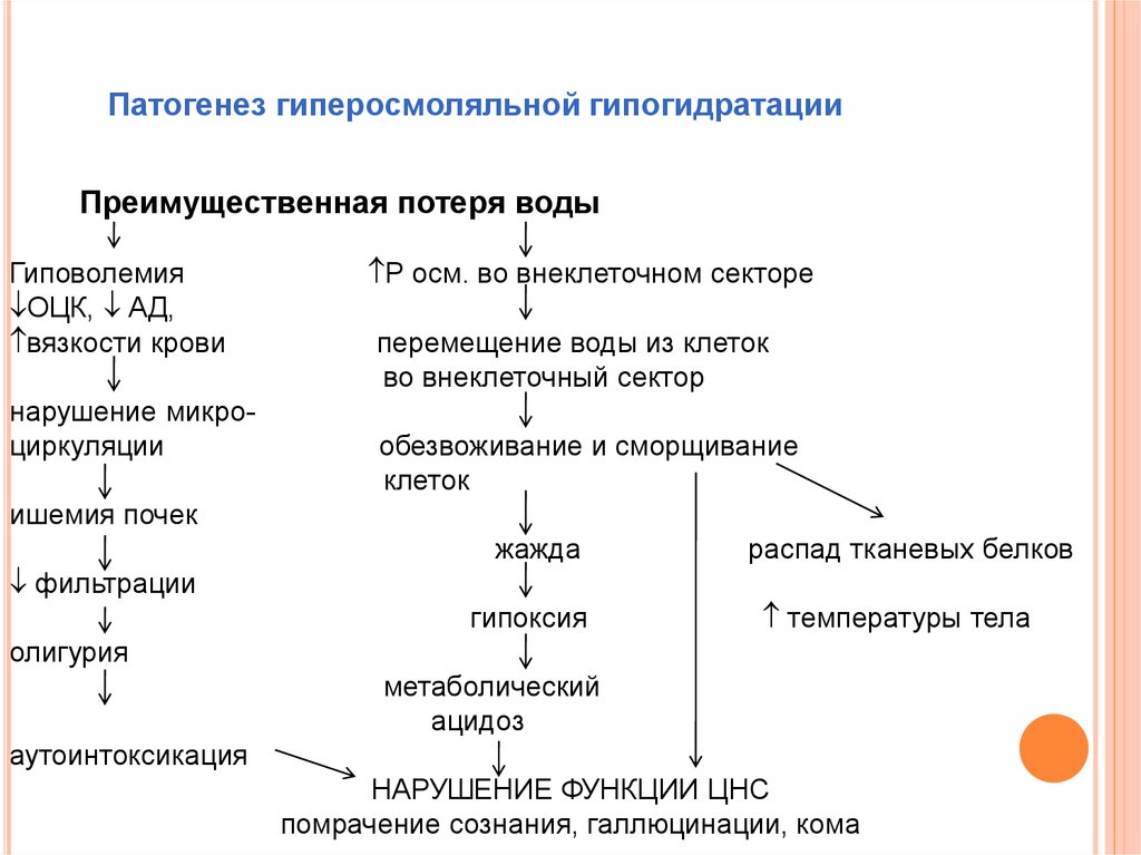 Гипогидратация. Гиперосмолярная гипогидратация, этиология. Патогенез изоосмолярной гипогидратации. Патогенез гипоосмолярной гипогидратации. Гиперосмолярная гипогидратация патогенез.