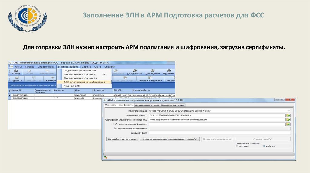 Образец заполнения реестра элн для отправки в фсс данные работодателя