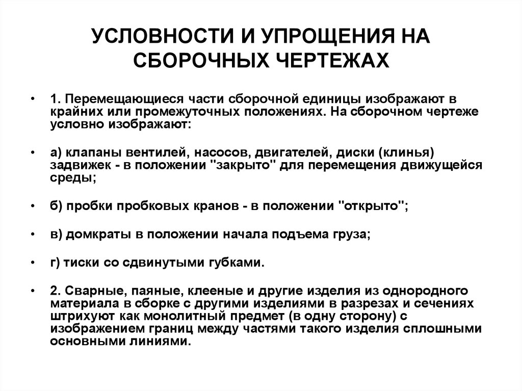 Условности и упрощения при выполнении изображений допускаются если