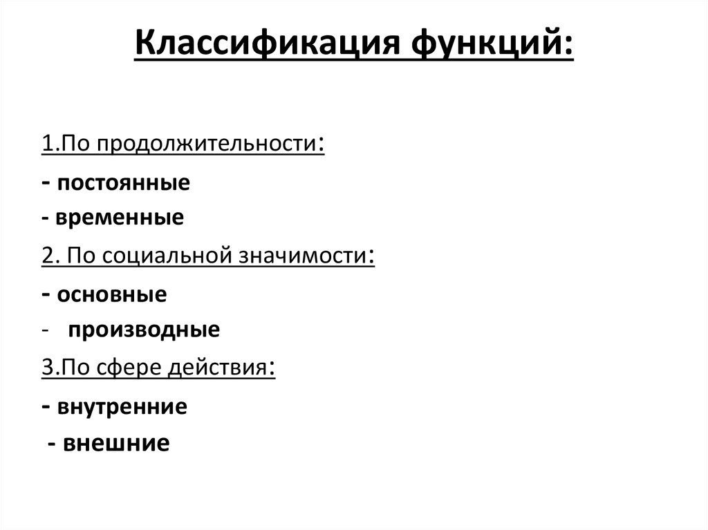 Классификация функций: