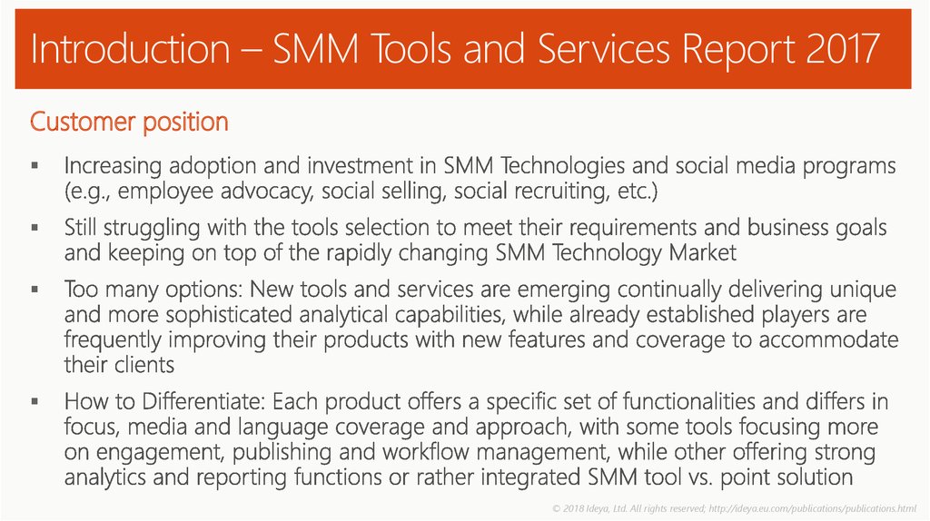 Introduction – SMM Tools and Services Report 2017