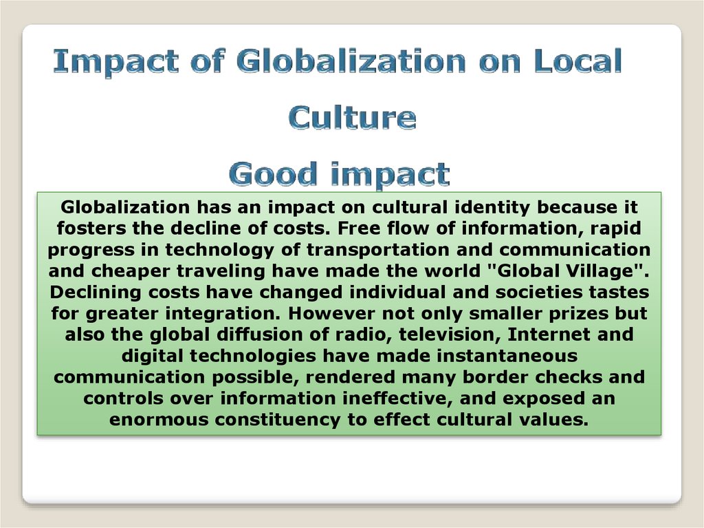 Impact Of Globalization On Local Culture Online Presentation