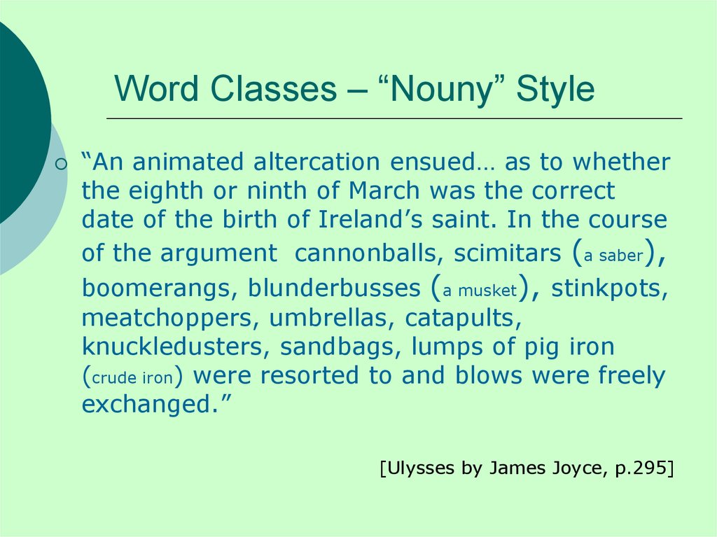 Word Classes – “Nouny” Style
